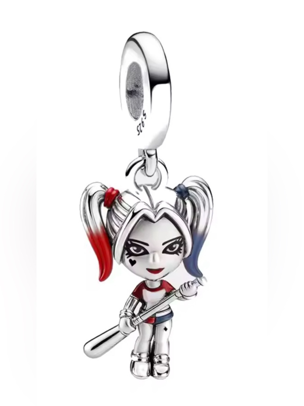 Silver, Red & Blue Harley Quinn Dangle Charm